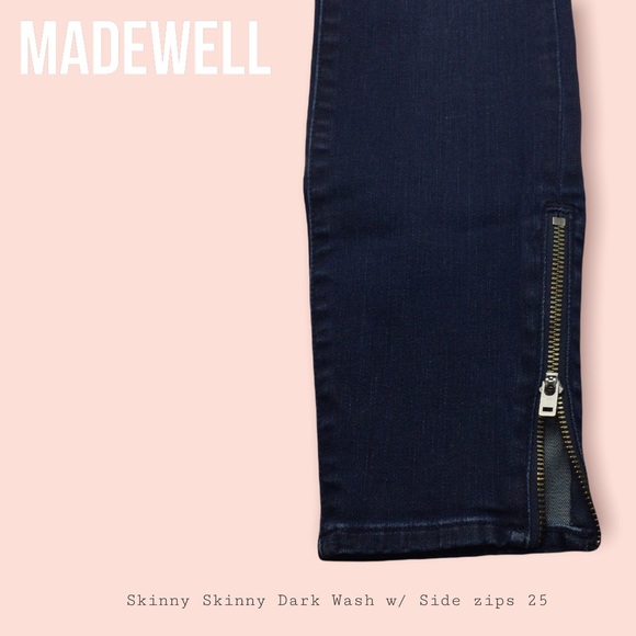 MADEWELL|Skinny skinny Dark wash w zips SZ 25 EUC - Picture 2 of 15